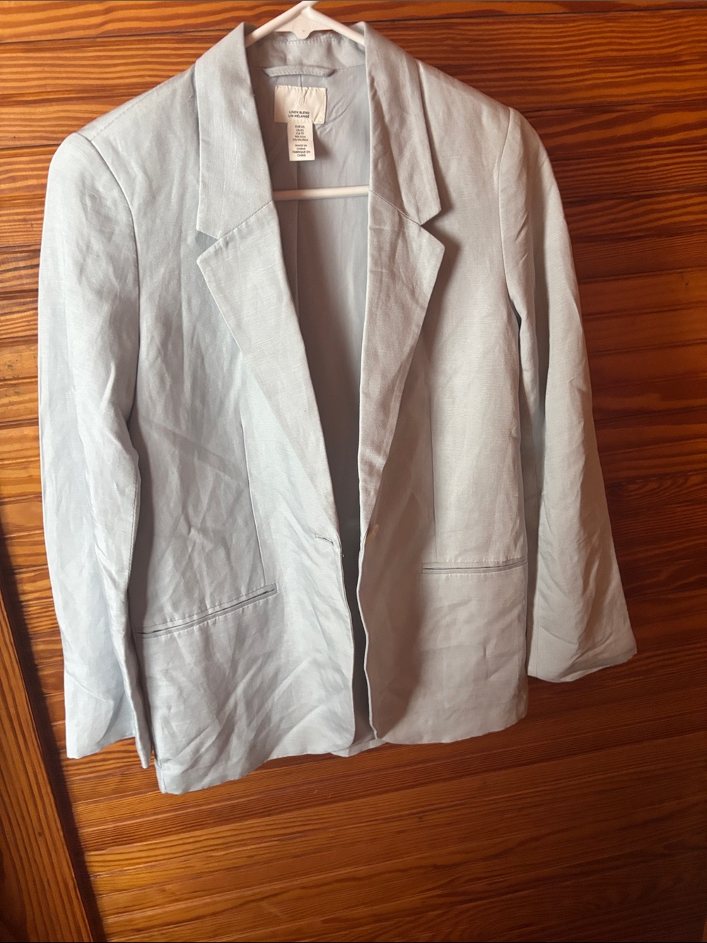 H&M Pale Blue Women's Linen-Blend Blazer